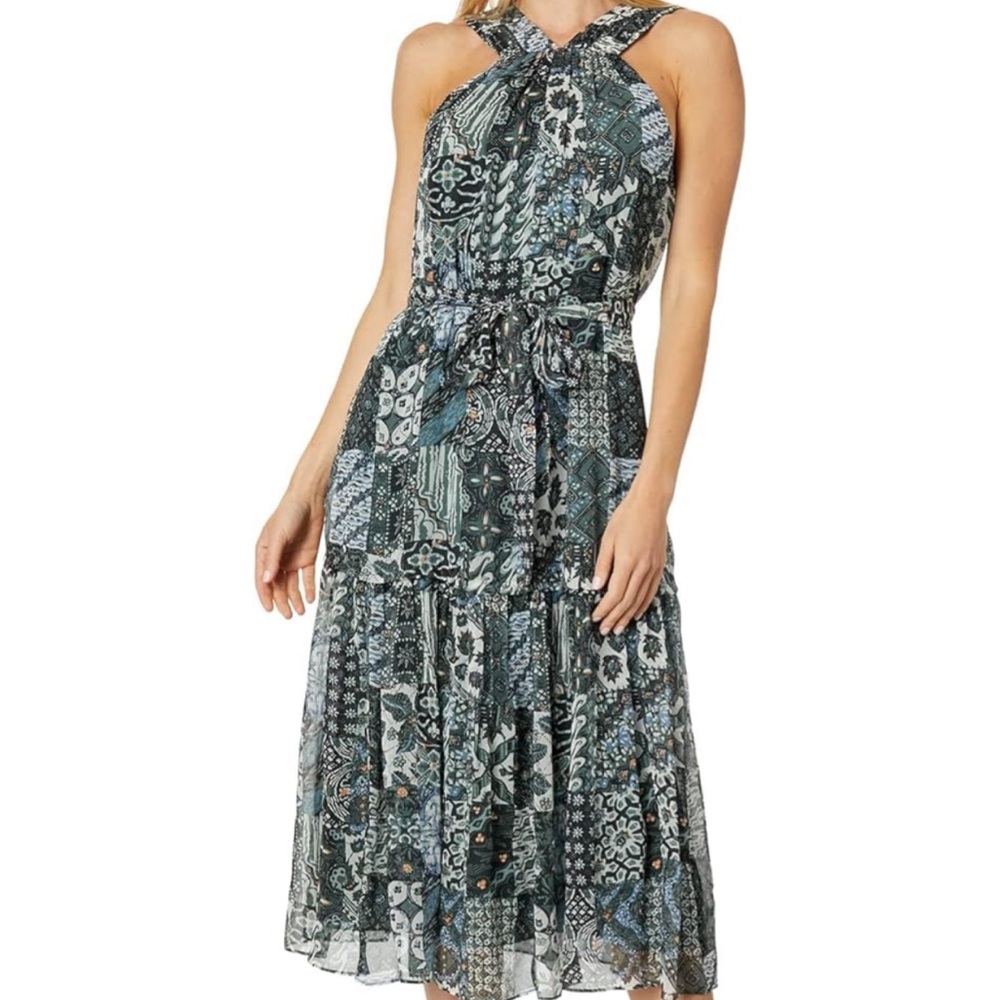 Joie Green Sleeveless Ruffled Midi Dress